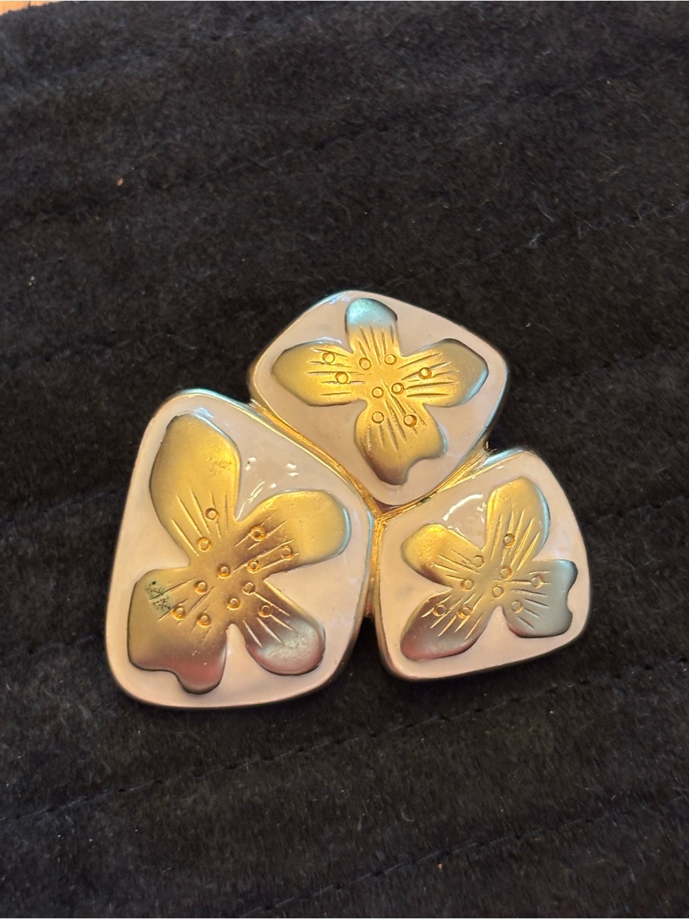 Vintage Valentino Gold Tone Floral Cluster Brooch - Women Jewelry